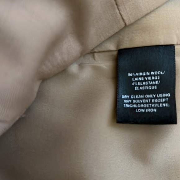 Like New Lafayette 148 Tan Lined Skirt w/ Side Button and Zip Size 4 Virgin Wool - Picture 5 of 6